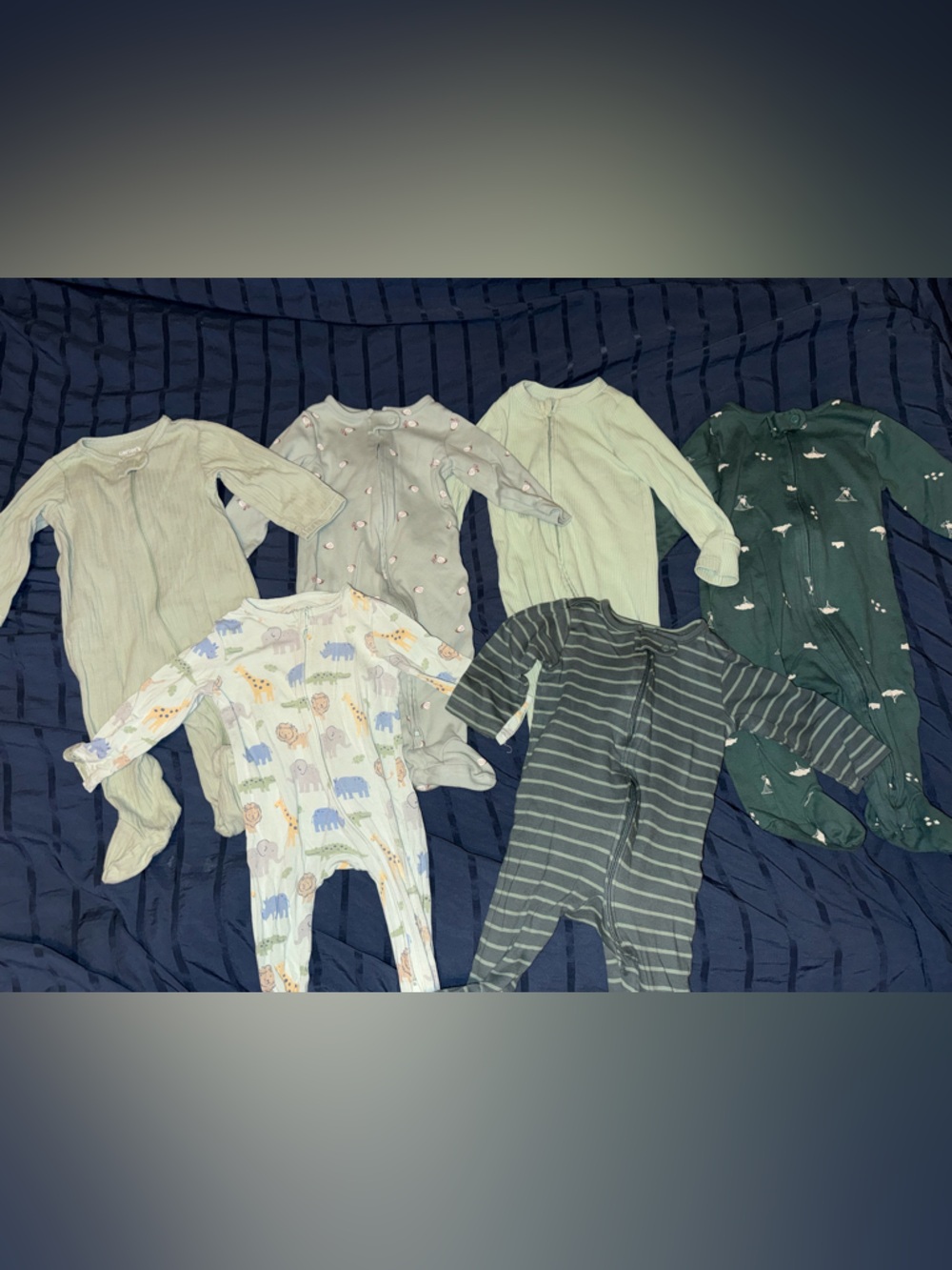 Kids Long-Sleeve Footed Pajama Set - Green Mix